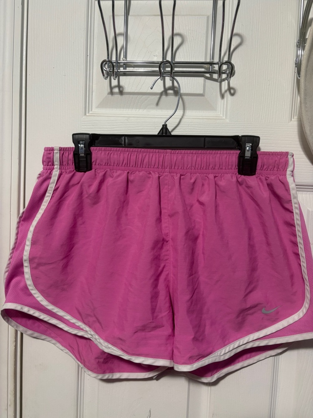 Nike Women’s Bright Pink Athletic Running Shorts with White Trim